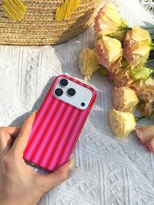 KOOLIFE Aesthetic Striped Pattern, Romantic French Style Phone Case Compatible With IPhone 17 Pro Max, 16 Pro Max, 15 Pro Max, 14, 13 - Red and Pink - View 3