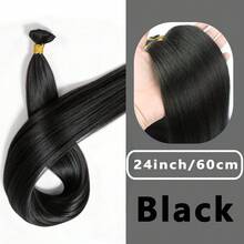 1pc Best-Selling Straight Hair Extension! Heat-Resistant Straight Sew-In Hair Extension, #1B Matte Color, 12-28 Inches, Hand-Woven, Suitable For Women DIY Hairstyles - Black - View 16