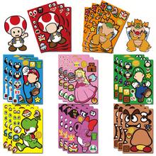 SUPER MARIO BROS. 16pcs Cartoon Game Puzzle Face Change Stickers, Children DIY Cute Handbag Creative Stickers - Multicolor - View 2