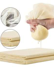 60x60 Inch, Hemmed, Reusable, 100% Unbleached Pre-Cut Cheesecloth, Suitable For Cooking, Cold Brew Coffee Filtration, Cheese Making, Etc. - Beige - View 2