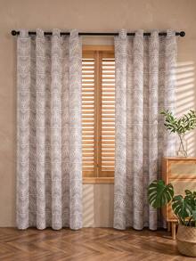1pc Bohemian Country Vintage Wavy Print Curtain, Unique Cottage Decor Window Treatment - Grey - View 6