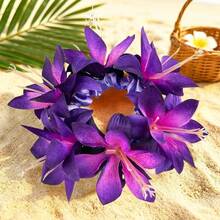 1件裝花卉印花波希米亞風壓克力雙色百合花髮圈，氛圍感夏威夷海灘度假風拍照道具髮帶，四季通用髮飾 - 彩色 - 查看 12