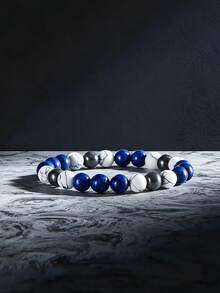 8mm Lapis Lazuli & Howlite Anxiety Relief Beaded Bracelet , Bohemian Gift Outfit Accessory For Men,Meditation Spiritual Healing Jewelry Bracelet - Multicolor - View 3