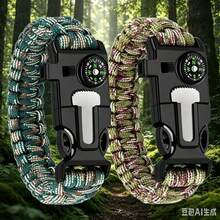 Pulsera trenzada de paracord para exteriores, pulsera de supervivencia multifuncional 5 en 1 con brújula de paracord - Multicolor - Ver 2