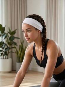 1 peça Banda de Cabeça Desportiva de Ioga Estilo Boémio Branca, Banda de Cabeça Unissexo para Corrida e Fitness, Textura Macia Super Elástica, Banda de Cabelo/Lenço de Cabeça Feminino, Adequado para Lavar o Rosto, Maquilhagem, Remoção de Maquilhagem, Uso Diário, Desporto, Ioga, Cheerleading, Dança, Acessório de Cabelo de Verão - Branco - Ver 3