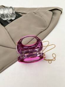New Acrylic Mini Bag Fashion Evening Bag Chain Shoulder Crossbody Bag - Pink - View 4
