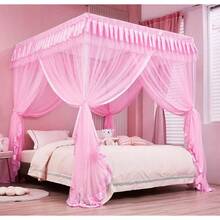 - Doble, rosa - Toldo rosa para cama princesa para nias pequeas, camas individuales, cortinas de malla, mosquitera, regalo de Navidad, regalo de cumpleaos - Individual + Rosa - Ver 3