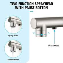 Grifos de Cocina con Pulverizador Extrable, Grifos de Lavabo de Bao Barra de Preparacin Grifo de Una Sola Manija 3 Agujeros Cocina Granja Utilitario Grifo para Lavandera al Aire Libre - Níquel cepillado - Ver 4