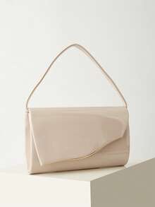 Shiny, Dazzling, Luxurious, Charming, Elegant, Exquisite Large Women's Clutch Evening Bag Ball Handbag With Detachable Chain, Suitable For Weddings, Parties, Balls And Other Occasions, Patent PU Material, Elegant And Fashionable, Suitable For Girls, Women, College Students, New Professionals And White-Collar Workers. - Apricot - View 3