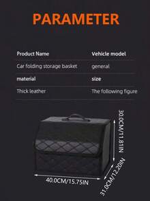 1 pieza Caja organizadora para maletero de coche de gran capacidad, bolsa de almacenamiento multifuncional para herramientas, organizador plegable de cuero PU para almacenamiento de emergencia - caja de almacenamiento - Ver 4