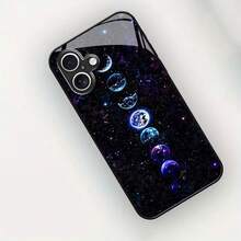 Spedizione 24h da DE/FR/ES – Custodia in vetro temperato con stampa UV motivo fasi lunari e cielo stellato, design di moda 2025 di alta gamma, estetica e antiurto per iPhone 17 16 15 14 13 12 11 Pro Pro Max Plus & Galaxy S21 S22 S23 S24 S25 S26 Ultra, regalo di compleanno per amanti della moda e del cielo stellato - 1 pezzo di immagine a colori - Visualizzare 4