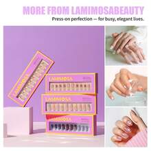 LAMIMOSA Press On Nails French Kurz Quadratisch 32er Set – Krótkie Kwadratowe Mlecznobiałe Paznokcie French, mlecznobiałe paznokcie do naklejenia za pomocą kleju, sztuczne paznokcie z miękkiego żelu w 16 rozmiarach, MILKY FRENCHY2026 - JEDWABNY MIRAŻ - Zobacz 8