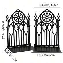 Gothic European Vintage Door-Shaped Metal Bookends, Decorative Bookends Suitable For Bookshelves, Organize Books Bookshelf Storage, Vintage Literary Gift Suitable For Book Lovers And Office Workers - One Size - View 6