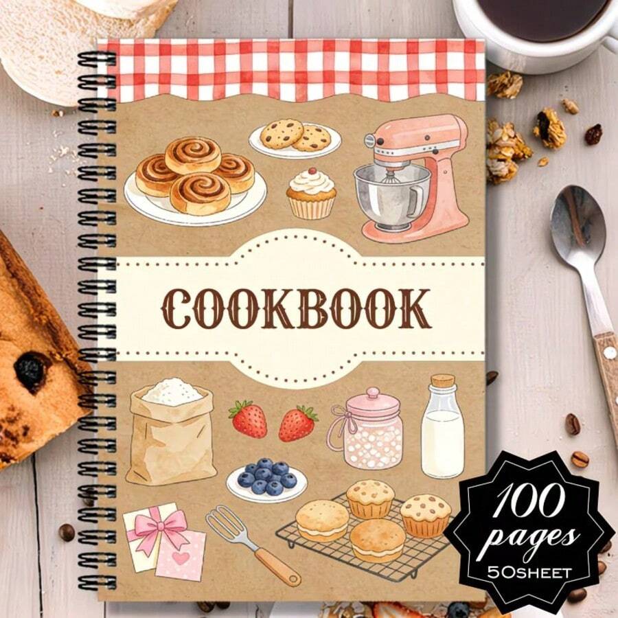 1本女性食譜書－附空白頁的自製烘焙甜點、糕點與餐點規劃紀錄本－送給媽媽、女性、家人與朋友的日記禮物－附（初學者與專家）學校用品 - E - 查看 1