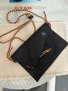 小眾設計珠飾刺繡水桶包，夏季丹寧質感單肩包，新中式時尚百搭通勤、出遊、購物女款斜挎包 - 黑色 - 查看 3