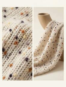 Plus Size Women's Loose Colorful Speckled Soft Knit Sweater, Relaxed Plus Size Drop Shoulder Pullover, Versatile For Daily, Commute, Date, Shopping In Autumn/Winter - Apricot - View 7