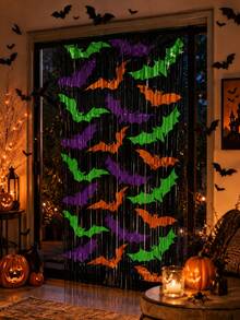 2set Halloween Colorful Bat Decorations, Suitable For Front Door, Entrance, Windows, Spooky Porch Decor Set, Indoor And Outdoor Halloween Home Decoration, Reusable, Also Suitable As Small Gifts Or Holiday Decoration Set - Multicolor - View 4