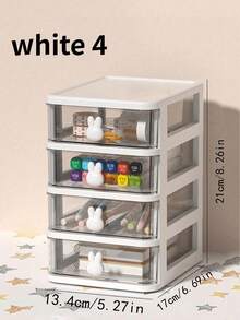 1 pieza Caja de almacenamiento de escritorio con diseño de conejo lindo, organizador de papelería con cajón de conejo, mini caja de exhibición de figuras de acrílico, caja de almacenamiento de cosméticos y joyas, adecuada para dormitorio, habitación, tocador u oficina, regalo de vuelta a la escuela, cumpleaños, Navidad - Multicolor - Ver 16