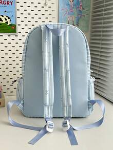 Cute Bow Striped Backpack, Ultra-Light Teen Student School Bag, Women's Casual Daily Commute Backpack, Back To School Season - Multicolor - View 2