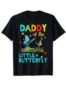 Vibrant Monarch Butterfly Print, Lightweight And Breathable, Short Sleeve, Round Neck, Casual T-Shirt For Everyday Wear, Outdoor Sports, Spring/Summer/Autumn, Sizes XL - 5XL - 黑色 1 - 查看 1