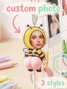 Llavero de foto personalizado, decoración de mochila, accesorio de bolso, llavero de coche, regalo de cumpleaños - Grupo C - Ver 8