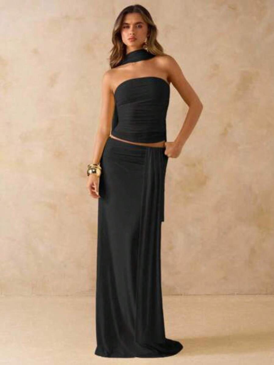 Women Midi Dresses - Black - View 1
