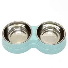 Double Dog Water And Food Bowl, Stainless Steel Bowl With Non-Slip Resin Stand, Pet Feeding Bowl For Small And Medium Cats VUOB - Pink 1 Pc - View 13