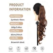 24 Inch European And American Style Drawstring Wavy Fiber Ponytail Hair Extension For Women, Everyday Wear - Multicolor - View 8