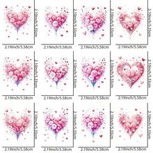 12pcs/Set Patterns Valentine's Day Floral Heart UV DTF Packaging Decals- Self-Adhesive Transfer Paper, Suitable For Mugs, Glasses, Bottles, And DIY Crafts, PVC Material, Romantic Floral HearDesign, Perfect For School Supplies And Art Projects - Multicolor - View 12