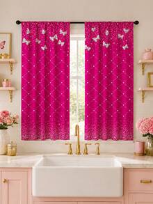 2pcs Fuchsia Sequin Diamond Curtains,Sparkling Bow Rod Pocket Drapes,Y2K Style Bedroom Decor,Modern Luxury Living Room Curtains,Bling Glitter Window Treatments,Party Home Decor - Multicolor - View 10
