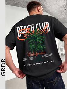 GRDR Men's Fashionable Printed Loose Short Sleeve T-Shirt | Exquisite Design | Summer Essential | Easy To Match | Showcase Your Style - Hitam - View 1