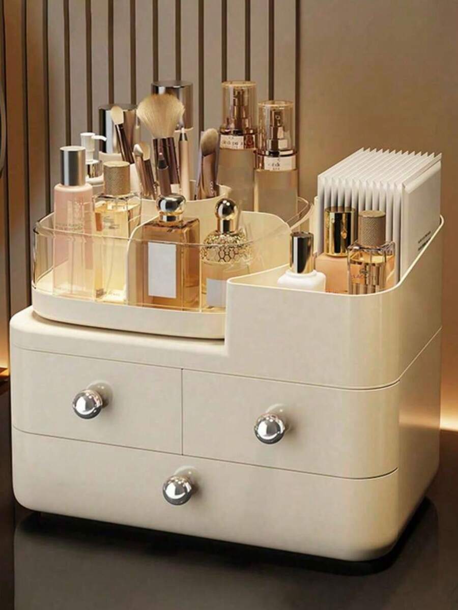 1pc Rotating Desktop Drawer Makeup Organizer, Dust-Proof Large Capacity Vanity Shelf, Suitable For Storing Lipstick And Skincare Products, Makeup Storage Box, Multi-Functional Skincare Product Storage Rack, Women's Gift, Christmas Gift, Creative Gift For Women, Room Decor - Multicolor - View 1