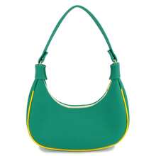 Women's Half-Moon Tote Shoulder Bag, Small, Sophisticated, Minimalist, Soft Leather - 綠色 - 查看 3