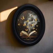 1pc Gothic Style 3D Black No-Drill Oval Photo Frame With Butterfly Pattern, Unique Design, Suitable For Home Decor, Office Decor And Holiday Decoration, Replaceable Photo - 2 - View 4