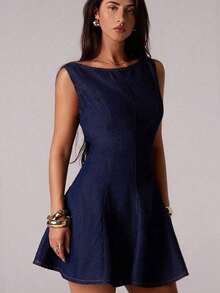 Women Midi Dresses - Blue - View 2