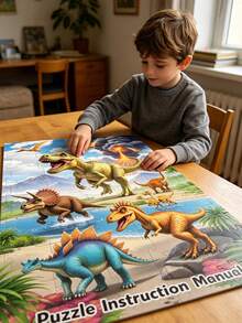 1pc Children's Paper Puzzle 40pcs Picture Cards Animal City Dinosaur Educational Early Learning Assembly Reading Study Book Suitable For Children 3+ Years Old Boys Girls Interactive Toy Christmas Gift - Multicolor - View 2