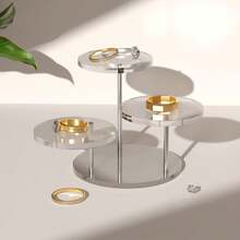 1pc 3-Tier Transparent Display Stand, Thickened Acrylic, Ring And Watch Display, Mini Manual Base Multi-Layer Stepped Tray, Jewelry And Perfume Storage, Dessert And Candy Display Rack, Jewelry Tower - Multicolor - View 9
