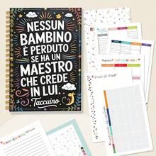 1 pieza Cuaderno espiral A5 2026-2027 para profesor italiano, diseño con la cita "Ningún niño se pierde si tiene un maestro que cree en él", organizador de aula con plan de lecciones y temas mensuales, diario de agradecimiento para el profesor, útiles escolares - A5 - Ver 10