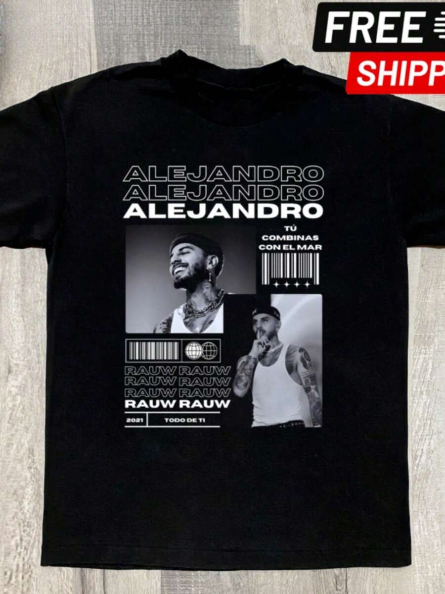Hombres Rauw Alejandro Camiseta de algodón de manga corta para adultos MI194 Hombres Tamaño S-3XL - Negro - Ver 1