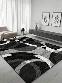 1pc Black And White Abstract Rug, Decorative Carpet, Bedroom Decor, Small Rug, Carpet, Home Decor, Living Room Rug, Living Room Small Rug, Bedroom Carpet, Living Room Home Decor, Outdoor Rug, Washable Carpet, Graduation Gift - Multicolor - View 3