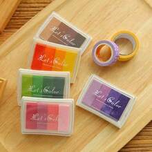 Almohadilla de tinta arcoíris multicolor, almohadilla de tinta lavable para dedos, almohadilla de tinta para sellos de goma, almohadilla de tinta para manualidades, adecuada para papel, madera, tela, color aleatorio - Varios estilos - Ver 2