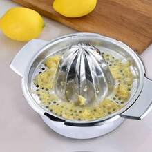 Quick & Convenient Silver Stainless Steel Manual Juicer For Fruit, Lemon, Lime With Bowl And Strainer - Silver - View 4