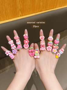 20pcs Random Style Open Ring Fashion Jewelry Hand Ring Accessories - one-size - View 2