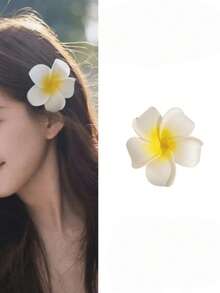 1/4pcs Faux Plumeria Flower Hair Clips, Hawaiian Tropical Vibe Hair Accessories, Suitable For Girl, Perfect Hair Claws, Hair Clips, Hair Pins - Multicolor - View 2