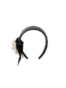 1pc Black Leather Headband, Leather Quilted Headband, Camellia Bow Headband, Vintage High-End Elegant Headband, Suitable For Commuting, Dating, Party And More - Multicolor - View 10