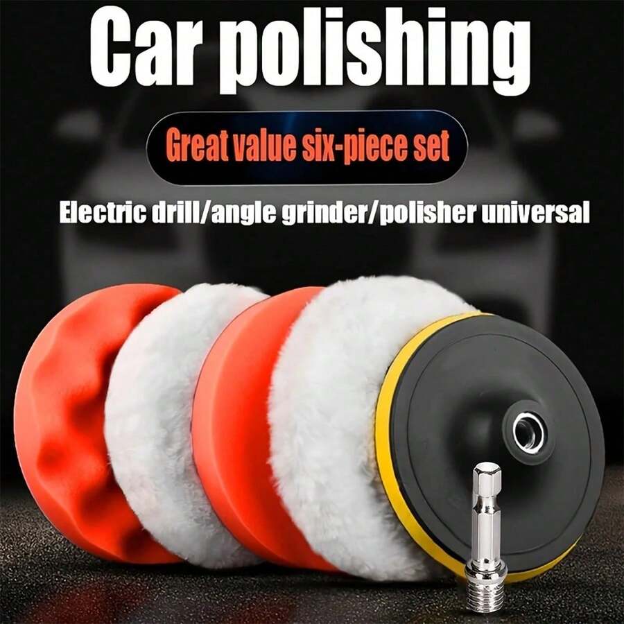 6pcs Car Waxing Tool Set Sponge Polishing Machine Angle Grinder Polishing Disc Tool Full Set Round Polishing Tool