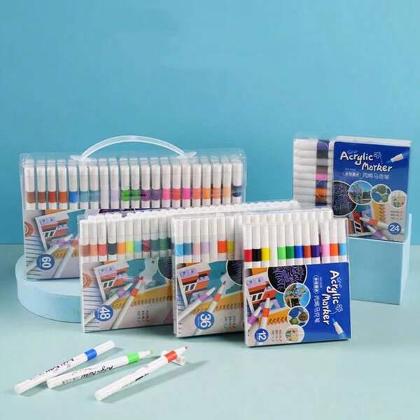 36/24/12 Colors Acrylic Marker Pens, Suitable For Art Rock Painting, Card Making, Stone, Metal, Ceramic, Perfect For Easter Decoration, Thanksgiving Gifts, Party Favors, Christmas Decorations And Card Making, Back To School Supplies
