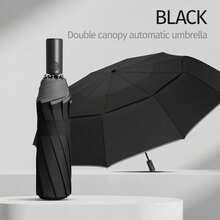 Paraguas de viaje talla grande resistente al viento (Compacto, probado a 100 MPH), Ligero & Portátil, Operación con una mano, Paraguas plegable automático, Duradero, Mango Premium, Adecuado para coche y mochila - Multicolor - Ver 14