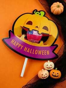 500PCS/200PCS/100pcs/50pcs/25PCS Halloween Themed Lollipop Decorations, Halloween Christmas Gift Cards, Creative Design Halloween Ghost Pumpkin Lollipop Decorative Card Paper, Suitable For Halloween Party Supplies - Multicolor - View 16
