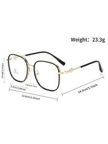 1 對方形金屬 TR 混合框架女用非處方眼鏡，附旋轉幸運珠飾鏡腿配件，個性化風格 - A - 查看 4